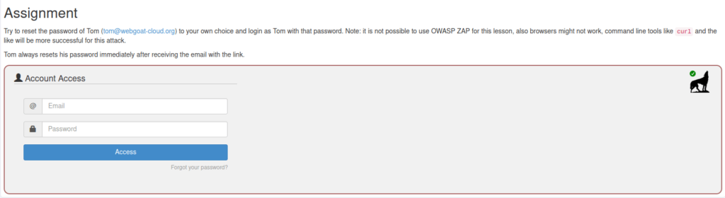 Webgoat - Password reset 4. Creating the password reset link