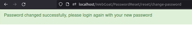 Webgoat - Password reset Password changed