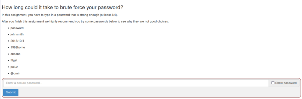 Webgoat - Secure Passwords Secure Passwords