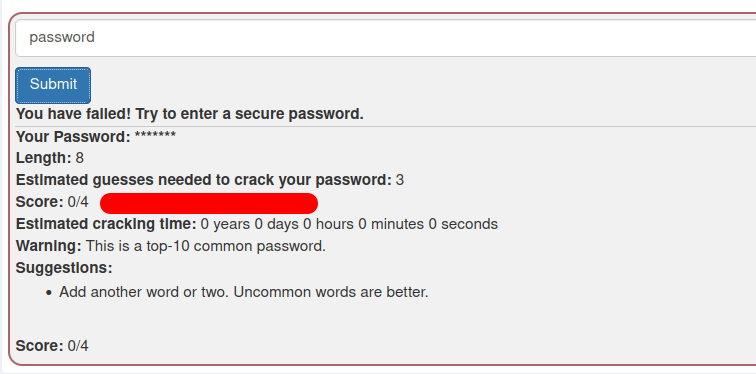 Webgoat - Secure Passwords Weak password