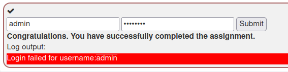 Webgoat - Logging Security Challenge completed