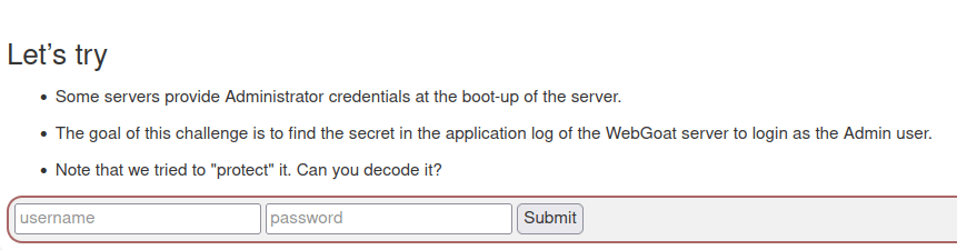 Webgoat - Logging Security 2. Logging Sensitive Information