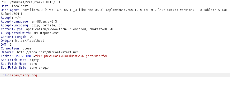 Webgoat - Server-Side Request Forgery Changing parameter value
