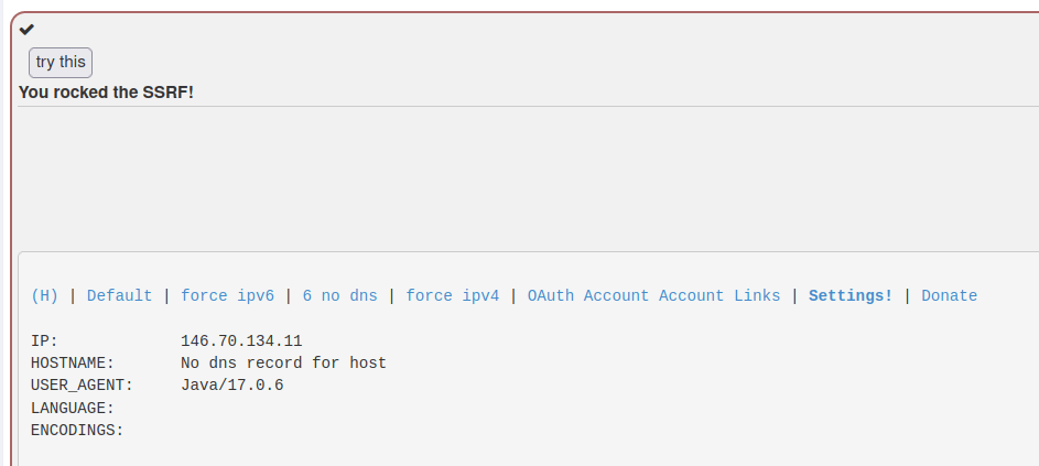 Webgoat - Server-Side Request Forgery Challenge completed