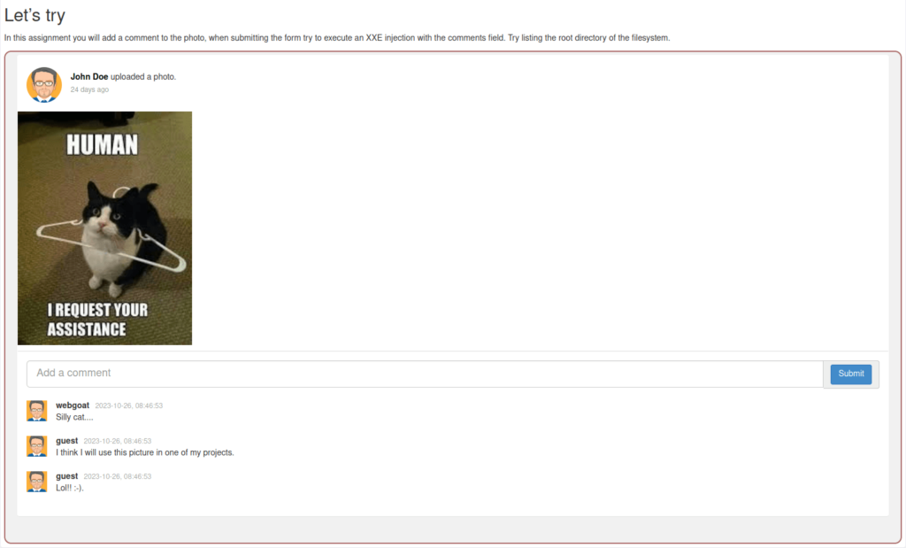 Webgoat - XXE Injection 1. XXE Injection
