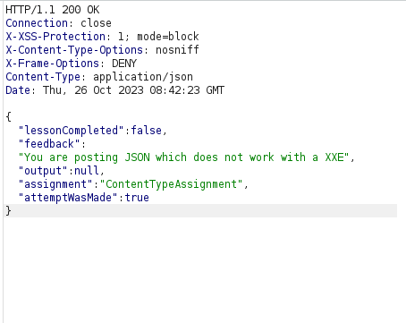 Webgoat - XXE Injection Burpsuite Response
