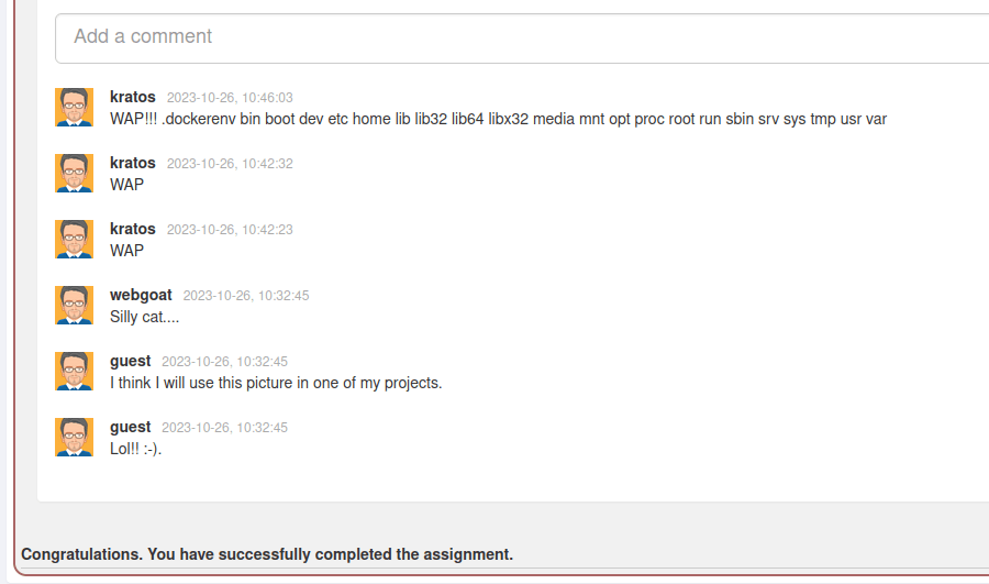 Webgoat - XXE Injection Challenge completed