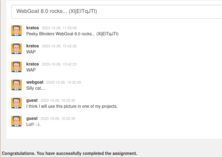 Webgoat - XXE Injection Challenge completed