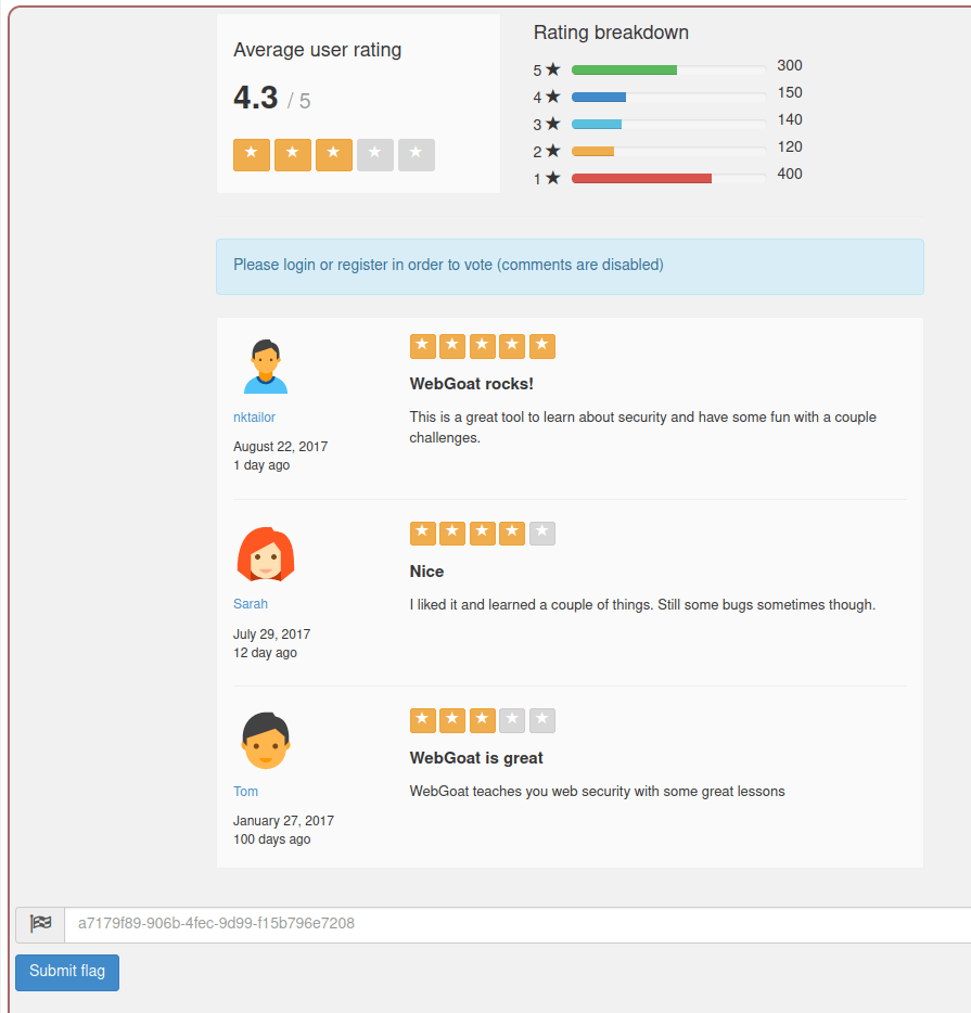 Webgoat - Without account Voting system