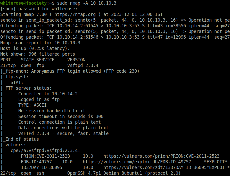 HTB - Lame nmap aggressive scan