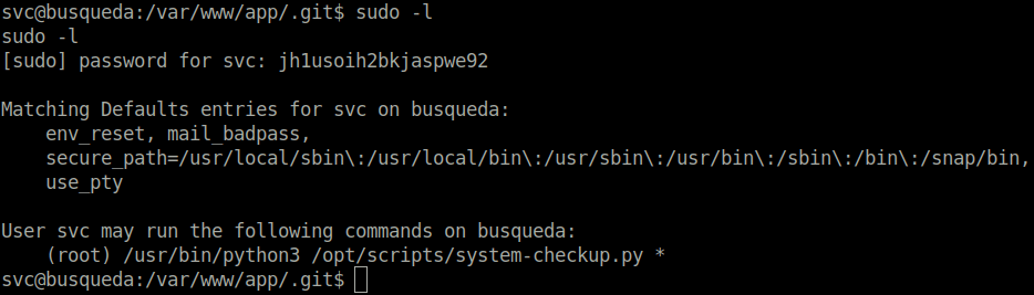 HTB - Busqueda sudo -l