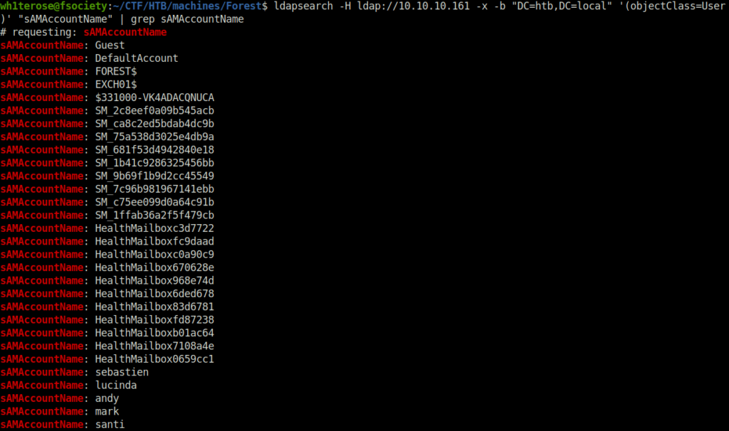 HTB - Forest LDAP User Enumeration