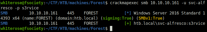 HTB - Forest crackmapexec creds spray