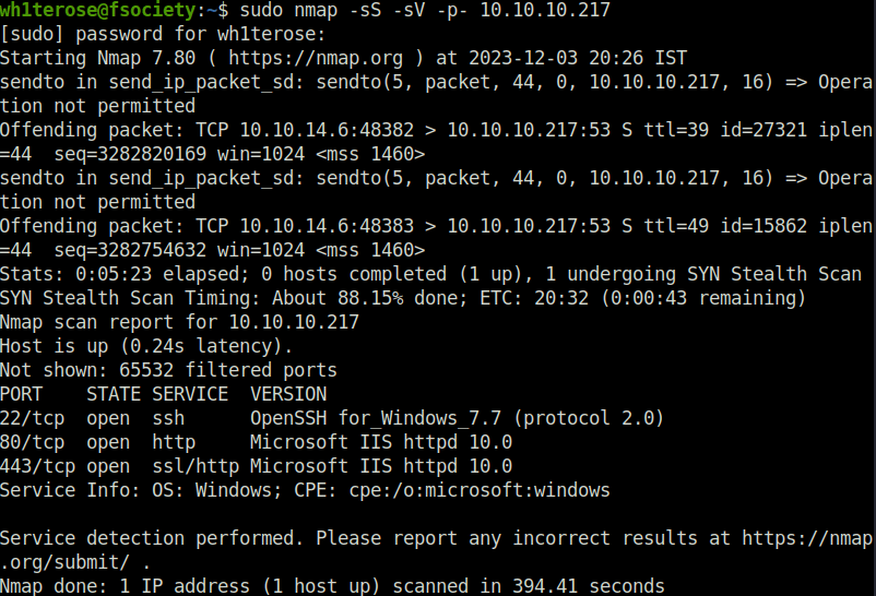HTB - Cereal nmap scan