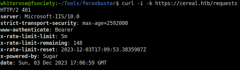 HTB - Cereal curl the request endpoint