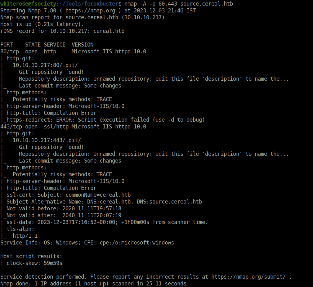 HTB - Cereal nmap aggressive scan