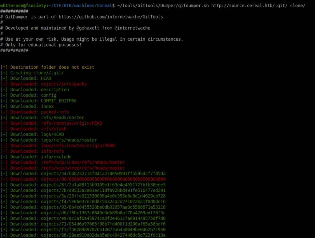 HTB - Cereal Gitdumper result