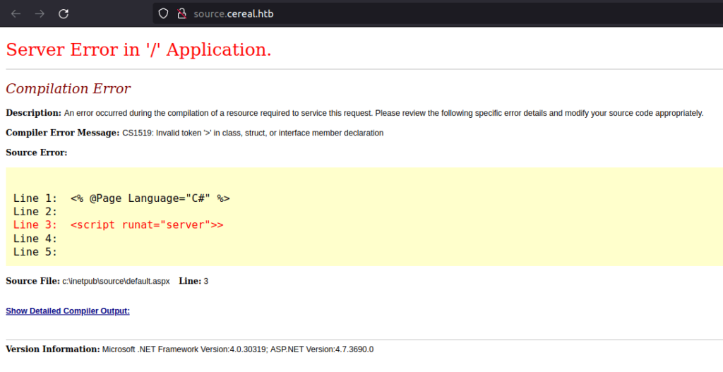 HTB - Cereal Server Error
