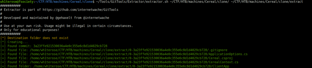 HTB - Cereal extractor output