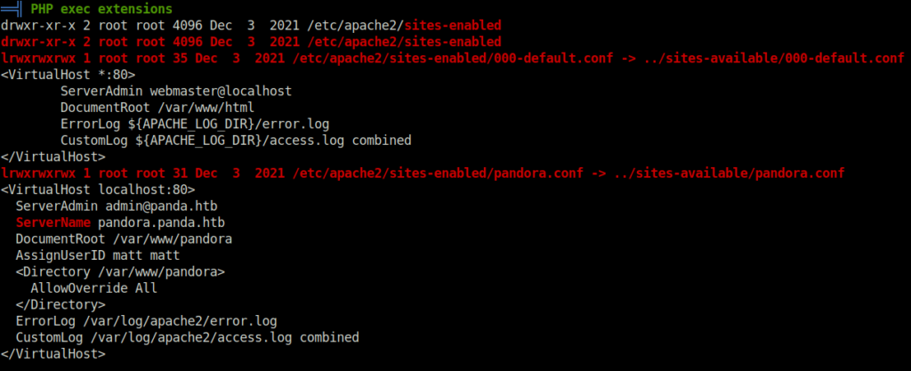 HTB - Pandora PHP exec extensions