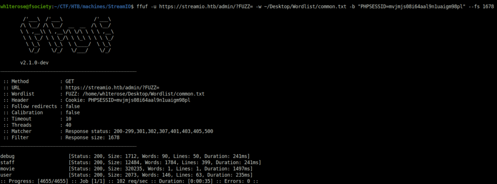 HTB - StreamIO ffuf scan
