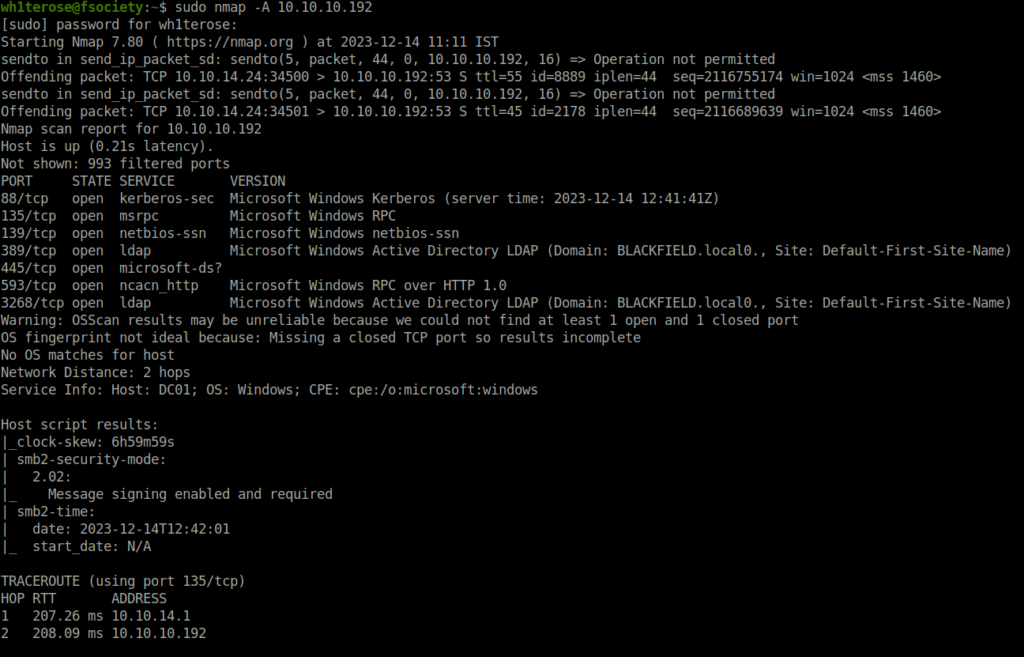 HTB - Blackfield nmap scan