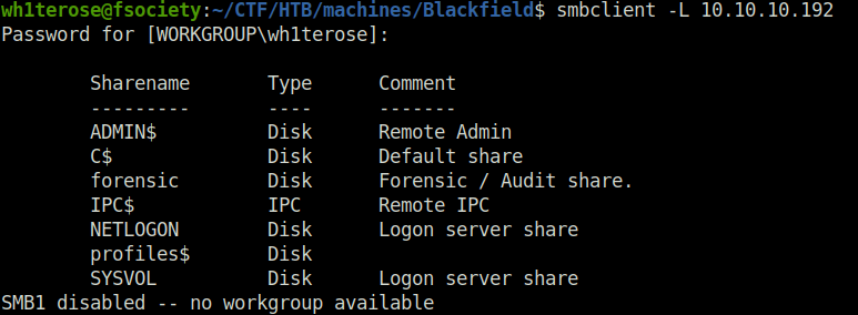 HTB - Blackfield SMB Enumeration