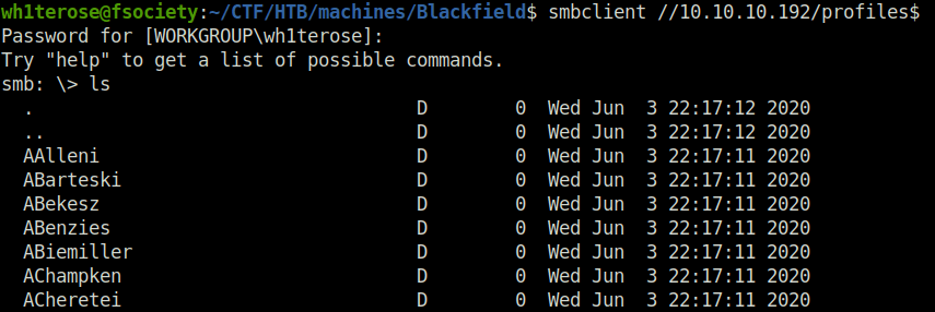 HTB - Blackfield Enumerating profile share