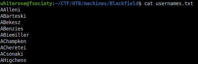 HTB - Blackfield usernames