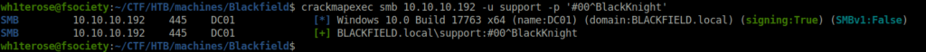 HTB - Blackfield crackmapexec creds spray