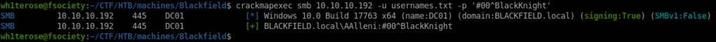 HTB - Blackfield crackmapexec password spray