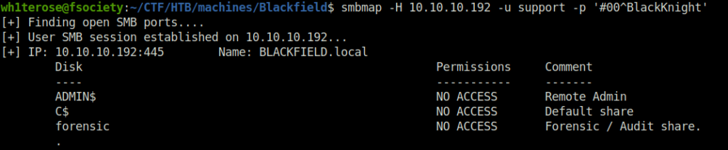 HTB - Blackfield SMB enum with creds