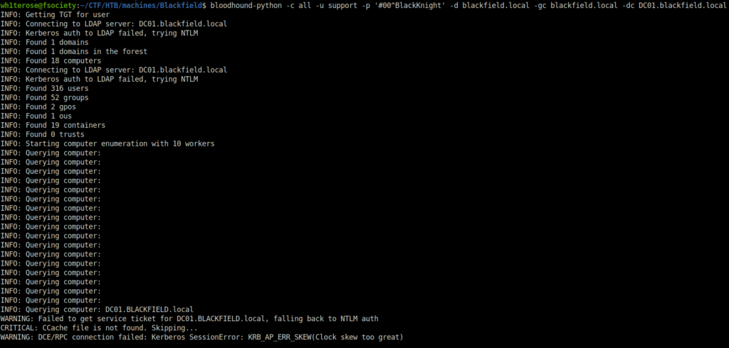 HTB - Blackfield bloodhound python output