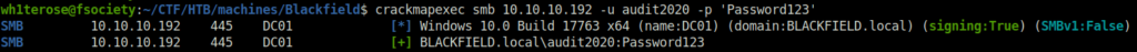 HTB - Blackfield crackmapexec creds spary