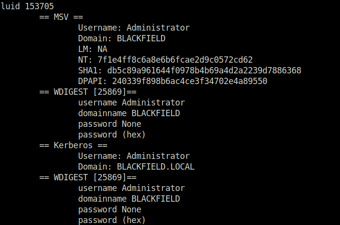 HTB - Blackfield Administrator hash