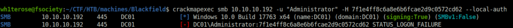 HTB - Blackfield crackmapexe hash spray
