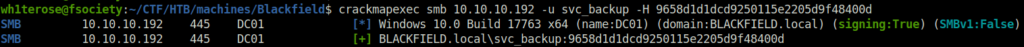 HTB - Blackfield crackmapexe hash spray
